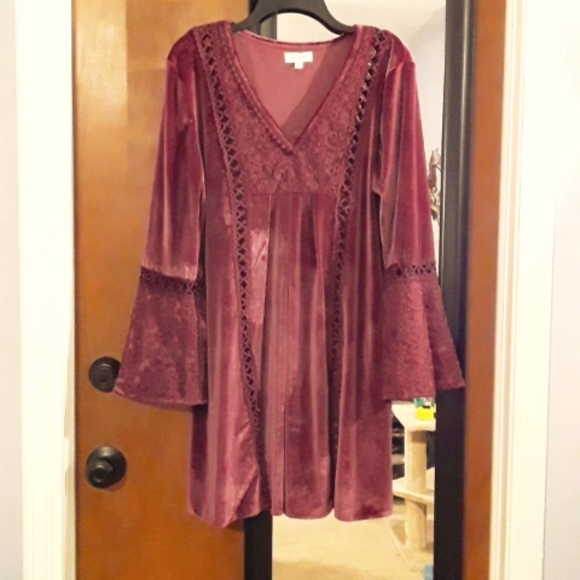 Goth renaissance purple embroidered velvet lace fairy medieval dress S - Picture 1 of 10